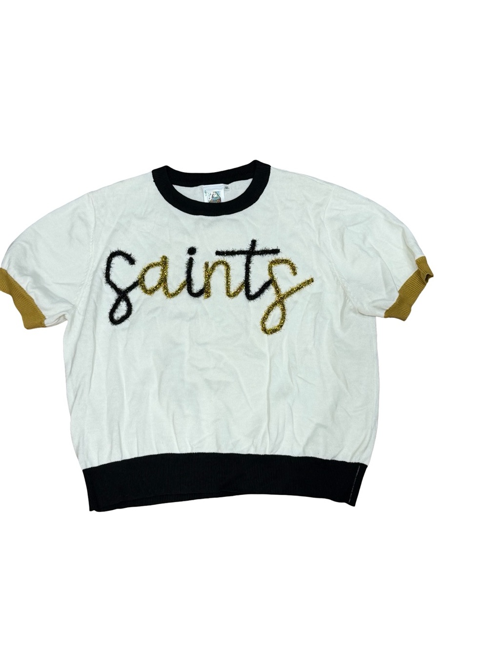 β¨ Queen of Sparkles New Orleans Saints Sequin Embellished Top Size Medium - Picture 2 of 9